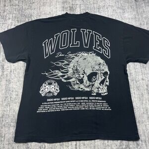 Vintage Y2K Darc Sports Wolves Skull Center Logo Graphic Tee Shirt Size XL